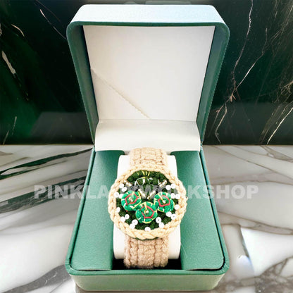 Handmade Crochet Rolex Watch | Green | Cute Crochet Toy | Crocheted Art | Gift for Boys | Father's Day | Boyfriend | Husband | Birthday