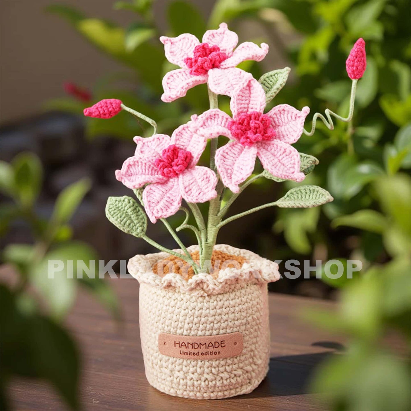 Crochet Clematis Flower Pot: Asian Virginsbower, Home Decor