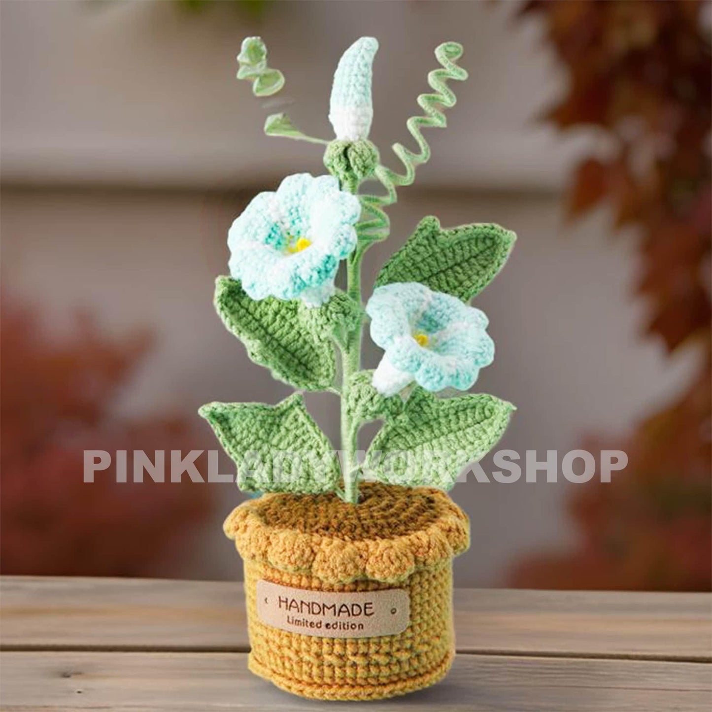 Handmade Crochet Morning Glory Plant: Purple Home Decor