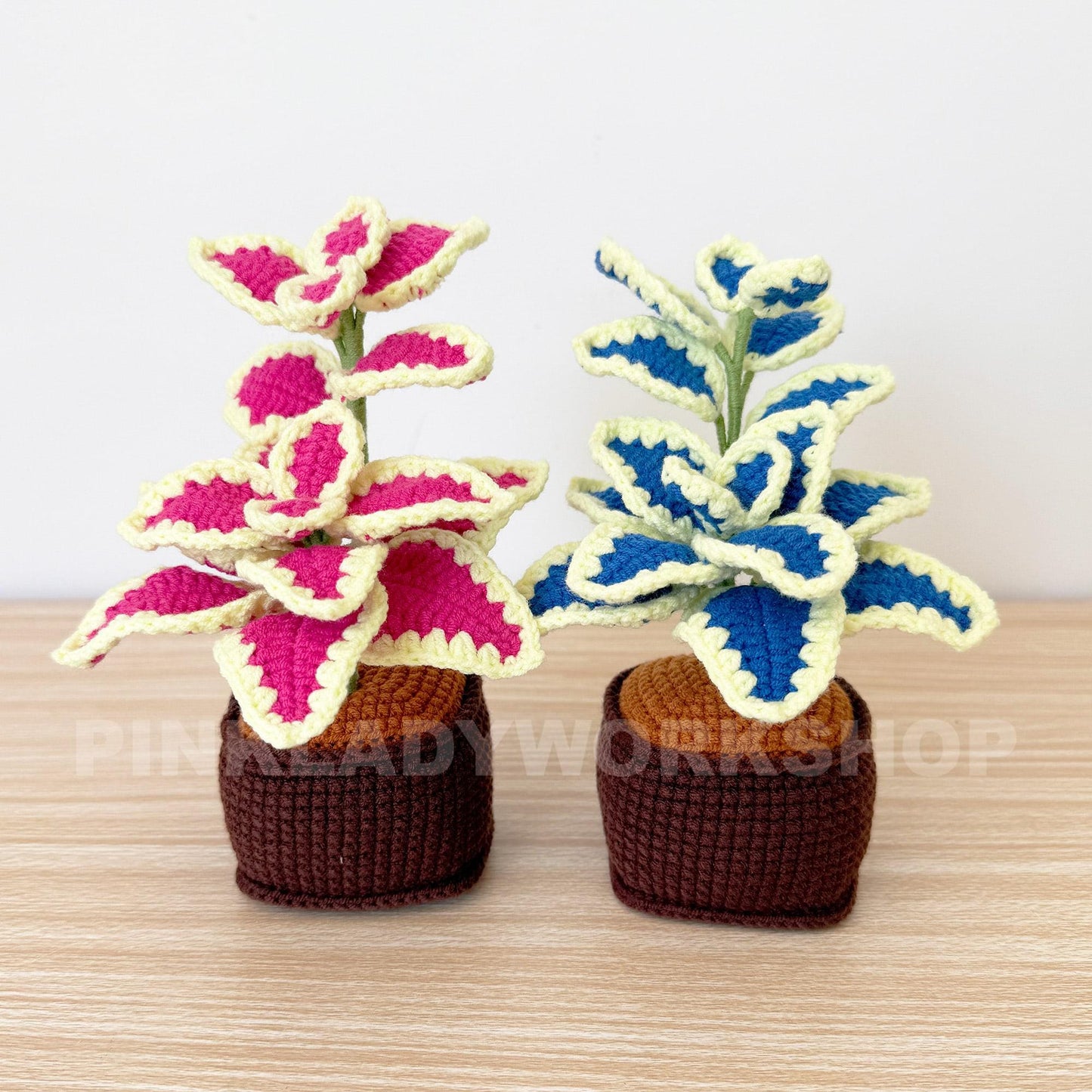 Handmade Crochet Coleus Plant Pot: Colorful Leaf Home Decor