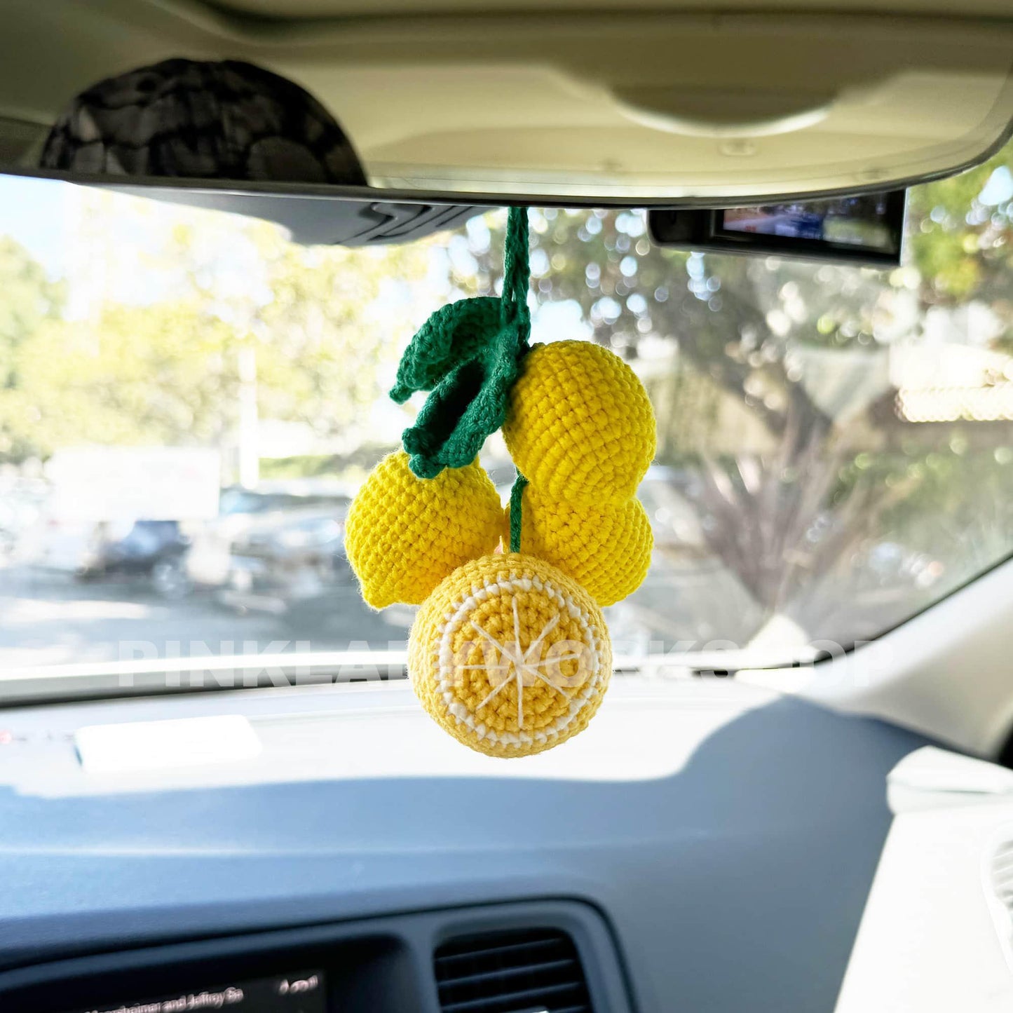 Crochet Lemon Car Decor: Handmade Keychain Backpack Charm