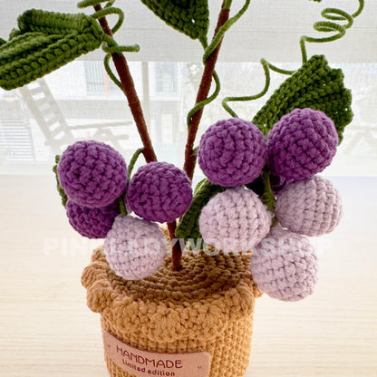 Handmade Crochet Grape Plant: Purple Yarn Decor