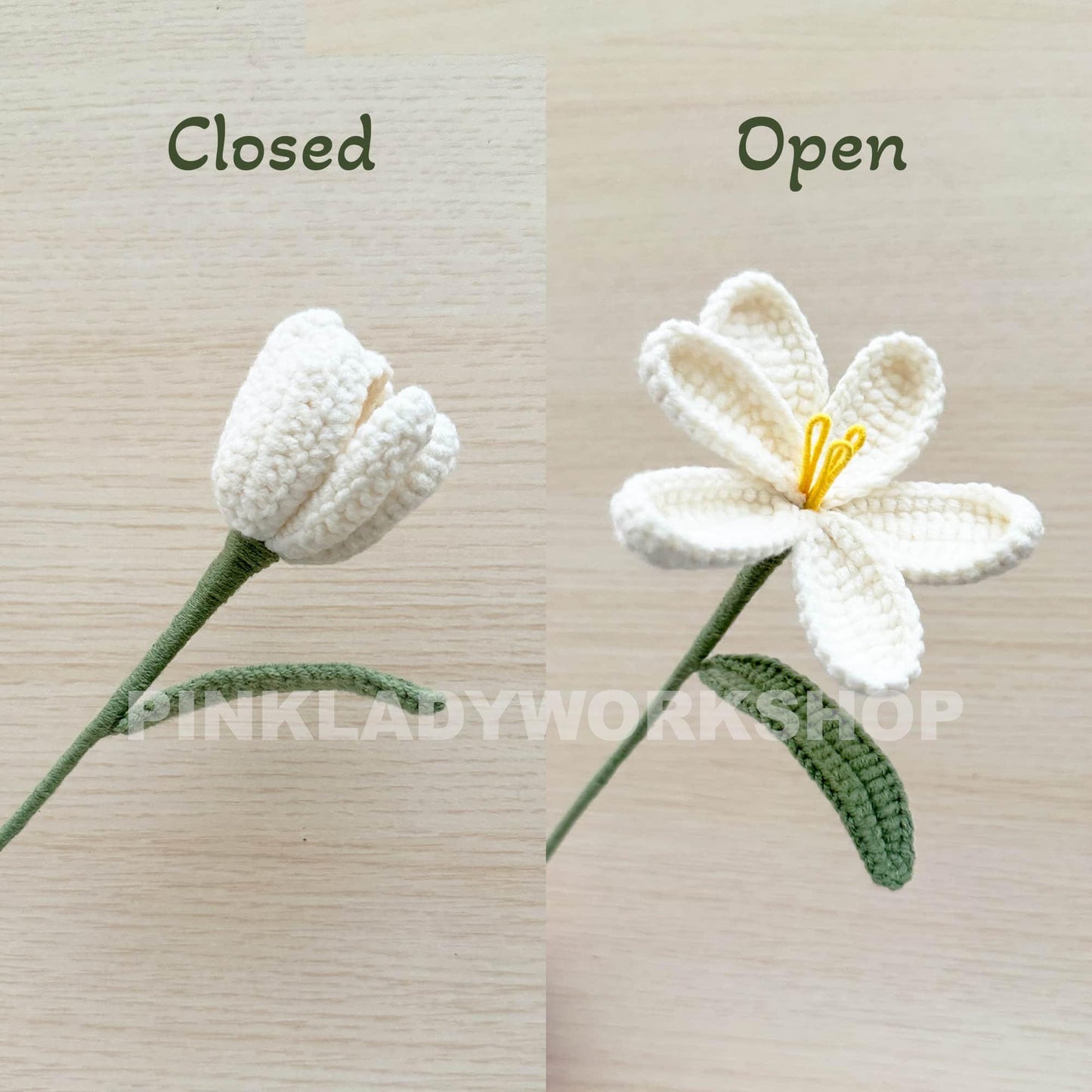 Handmade Crochet Tulip Flower Stems (no vase) | Pink | Bouquet | Gift for Mom Girlfriend Teacher | Artificial Plant | Flowers Arrangement