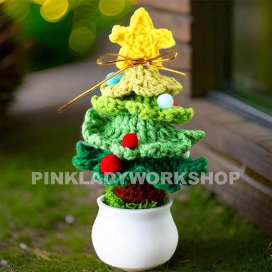 Handmade Crochet Christmas Tree: Pink & Green Holiday Decor