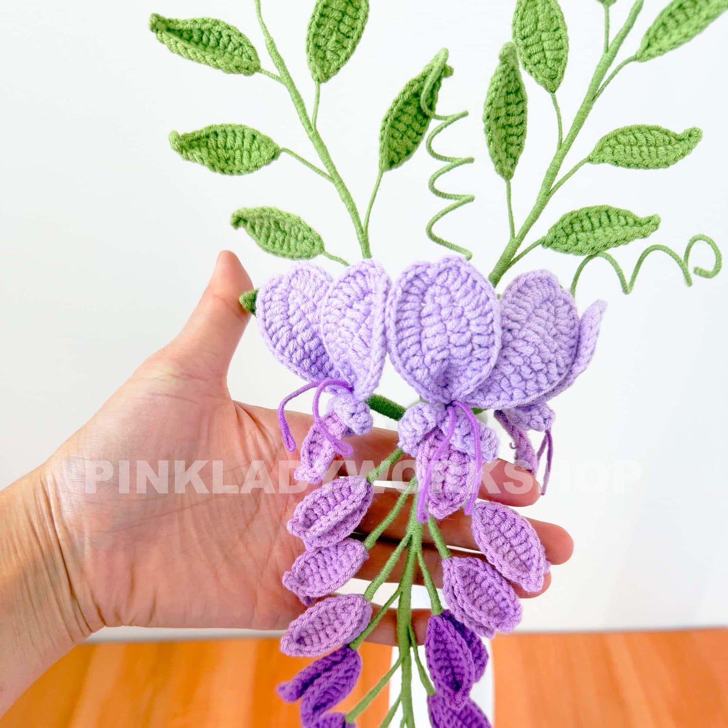 Handmade Crochet Wisteria Flowers (no vase)  Purple Hanging Vine Decor | Amigurumi Flowers | Faux Floral Arrangement | Home Decor