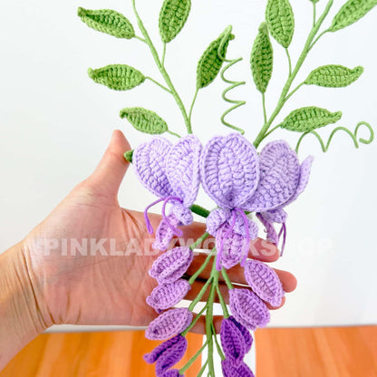 Handmade Crochet Wisteria Flowers (no vase)  Purple Hanging Vine Decor | Amigurumi Flowers | Faux Floral Arrangement | Home Decor
