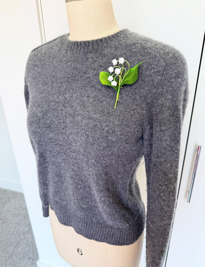 Micro Crochet Lily of the Valley Brooch: Handmade Floral Pin