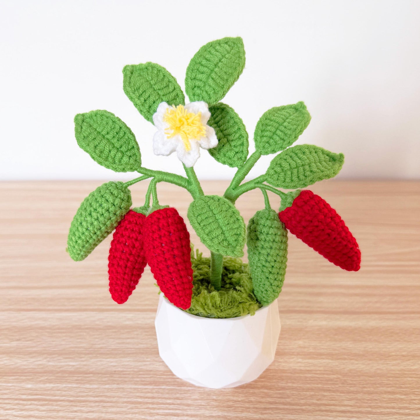 Handmade Crochet Chili Pepper Plant | Yarn Vegetable Decor