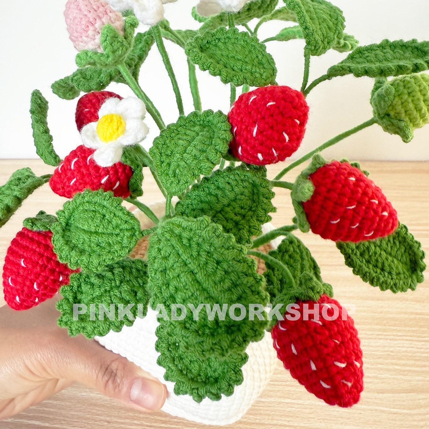 Crochet Strawberry Plant Pot: Handmade Kitchen Decor