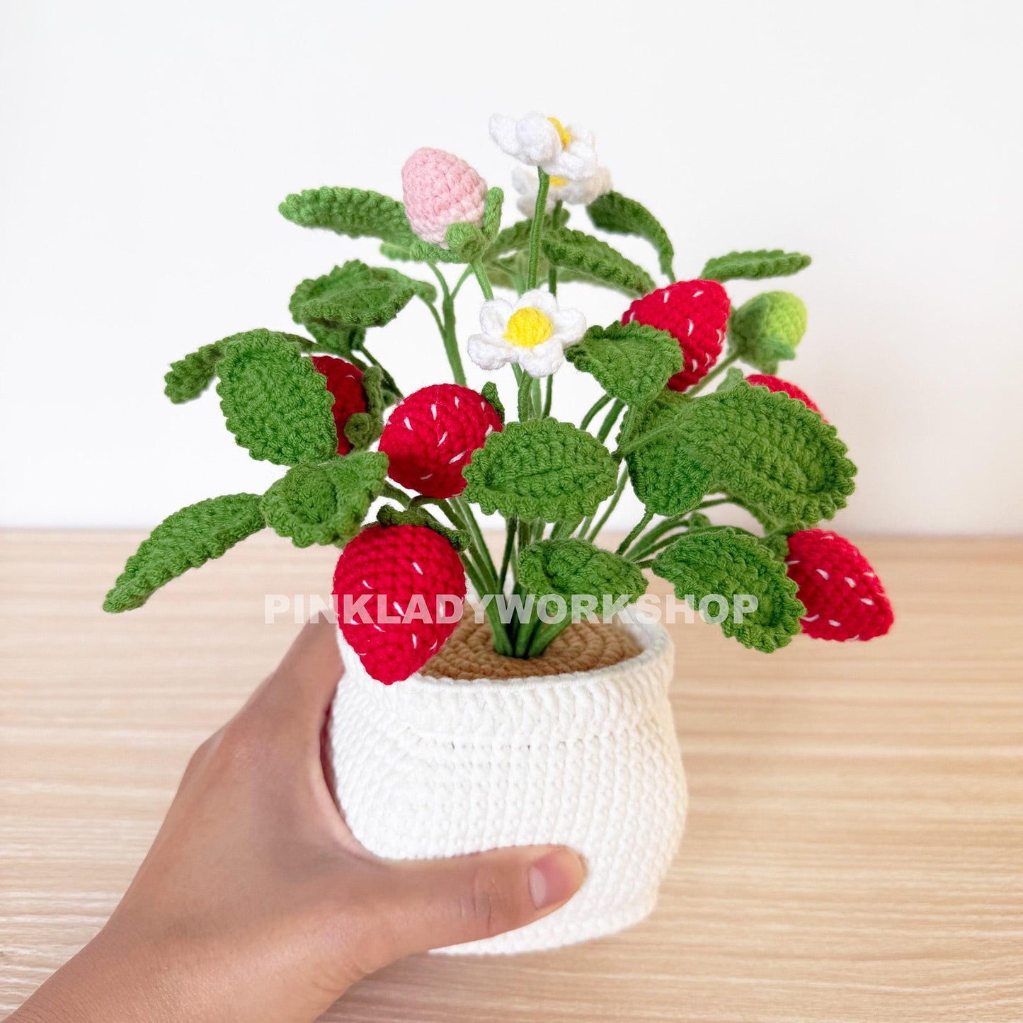 Crochet Strawberry Plant Pot: Handmade Kitchen Decor