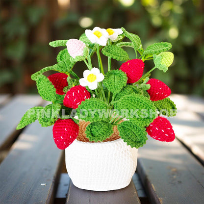Crochet Strawberry Plant Pot: Handmade Kitchen Decor