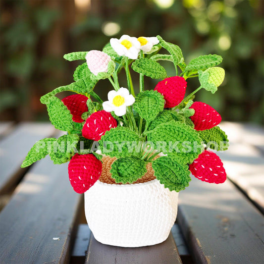 Crochet Strawberry Plant Pot: Handmade Kitchen Decor
