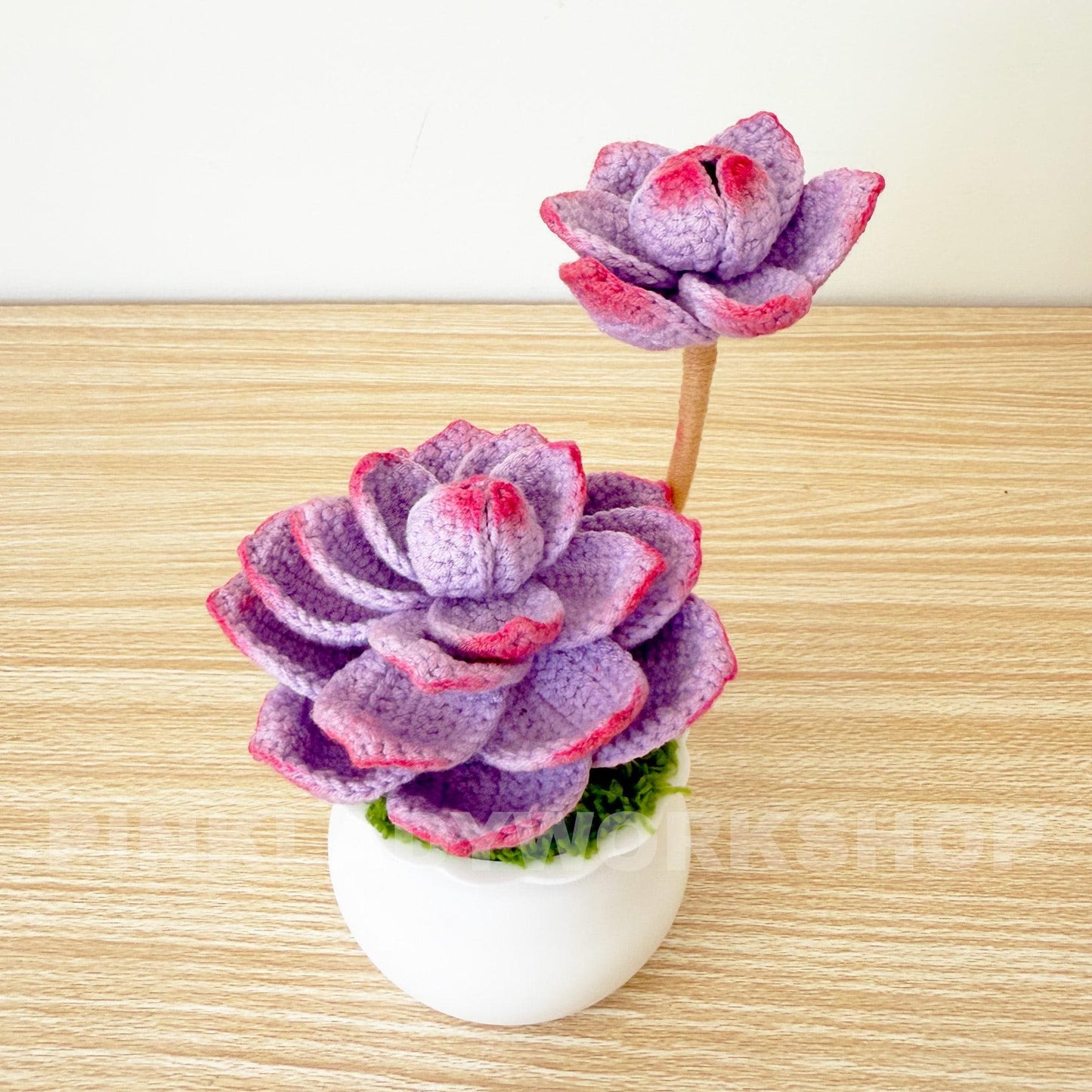 Handmade Crochet Succulent Pot: Yarn Faux Desk Plant