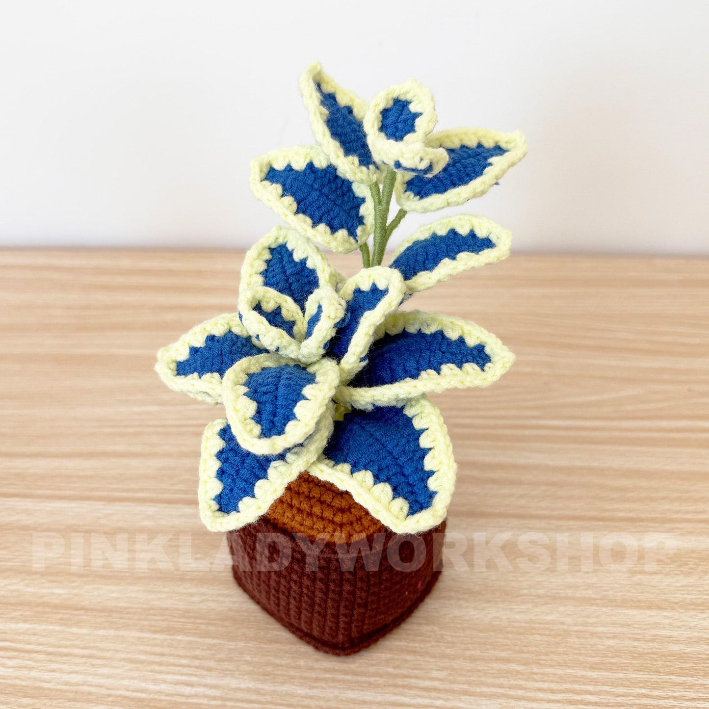 Handmade Crochet Coleus Plant Pot: Colorful Leaf Home Decor