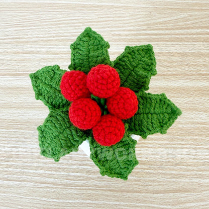 Crochet Holly Plant: Handmade Christmas Berries Decor
