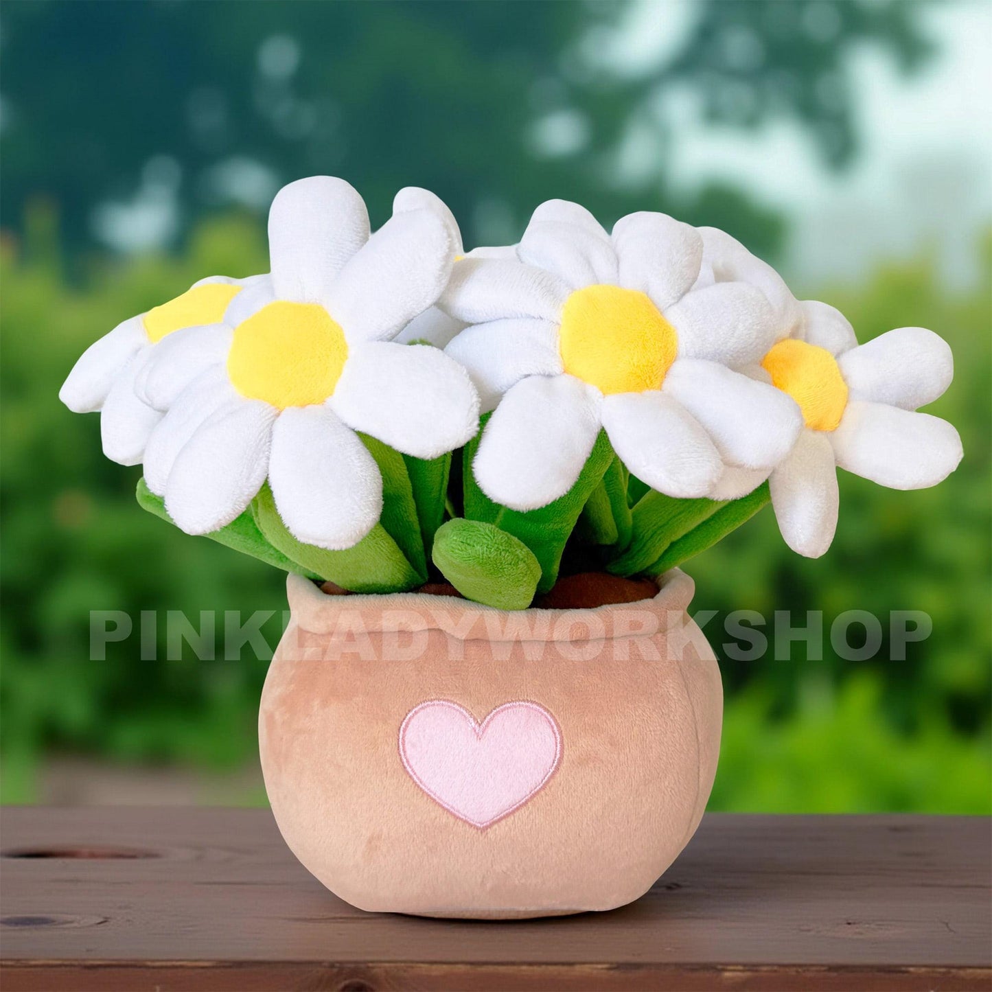 PinkLadyWorkshop Exclusive Pink Tulip | Daisy | Strawberry Pot Plush Toy: Stuffed Flower Bouquet