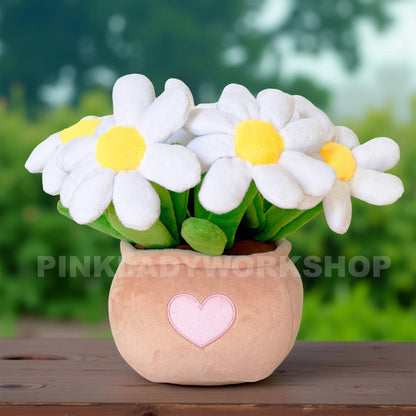 PinkLadyWorkshop Exclusive Pink Tulip | Daisy | Strawberry Pot Plush Toy: Stuffed Flower Bouquet