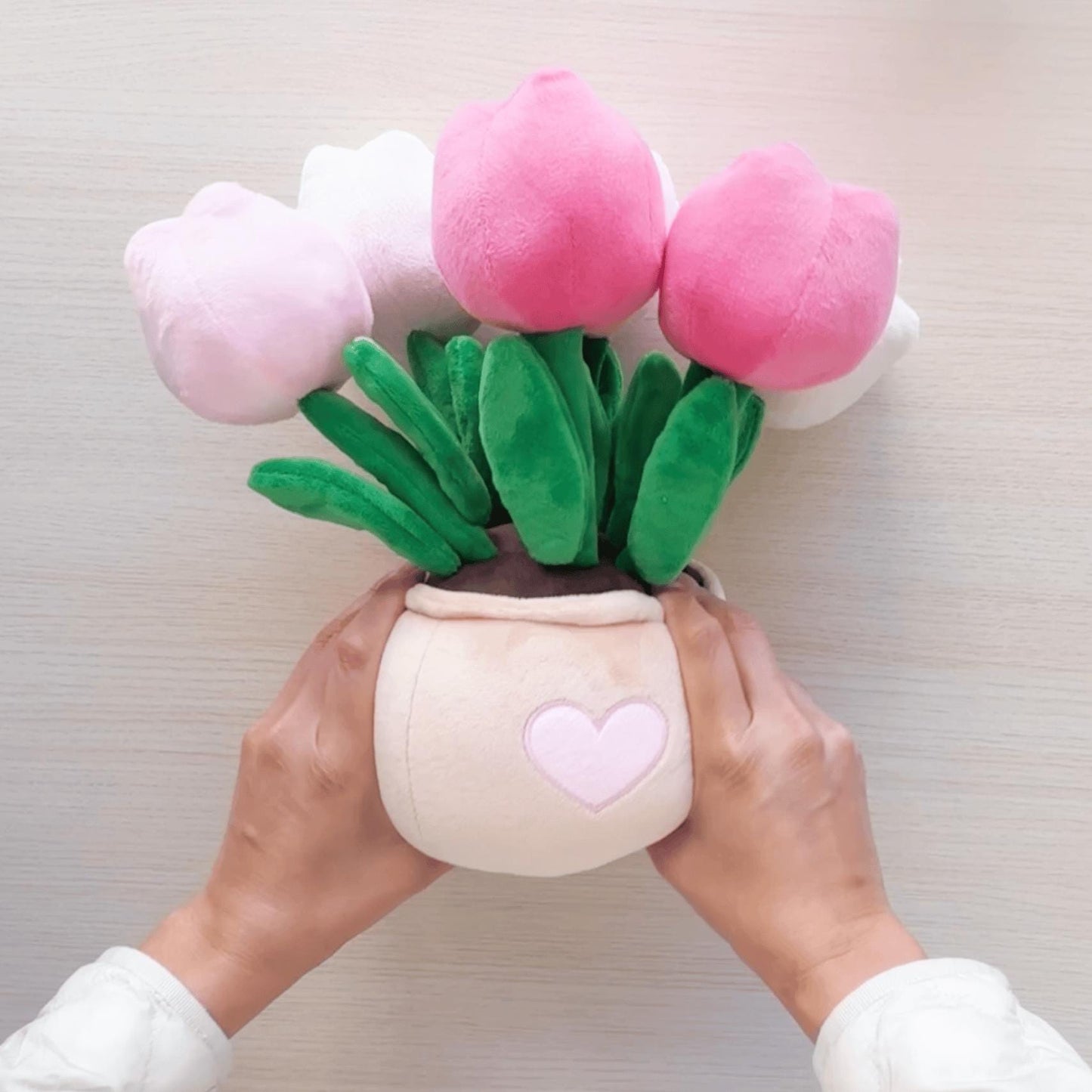PinkLadyWorkshop Exclusive Pink Tulip | Daisy | Strawberry Pot Plush Toy: Stuffed Flower Bouquet