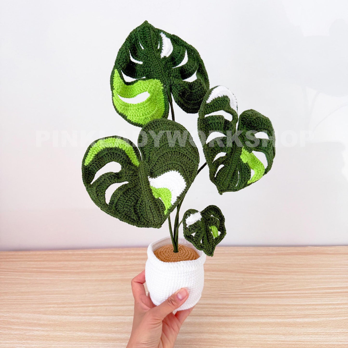 Crochet Monstera Plant | Handmade Crochet Leaves | Crochet Houseplant Decor | Monstera Leaf Pot | Crochet Indoor Plant Gift