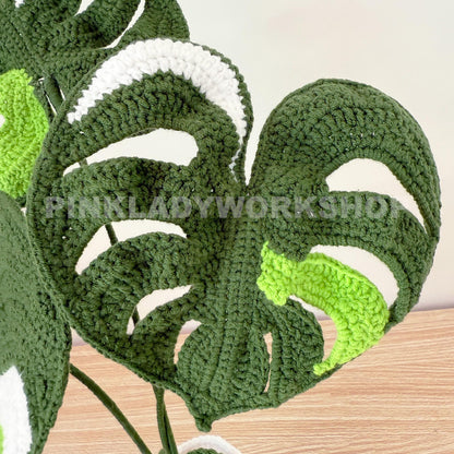Crochet Monstera Plant | Handmade Crochet Leaves | Crochet Houseplant Decor | Monstera Leaf Pot | Crochet Indoor Plant Gift