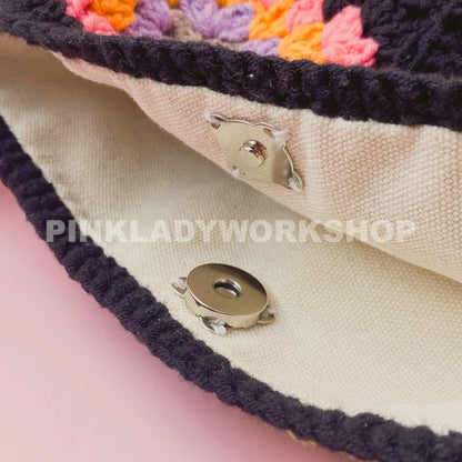 Handmade Crochet Granny Square Bag: Colorful Boho Crossbody Purse