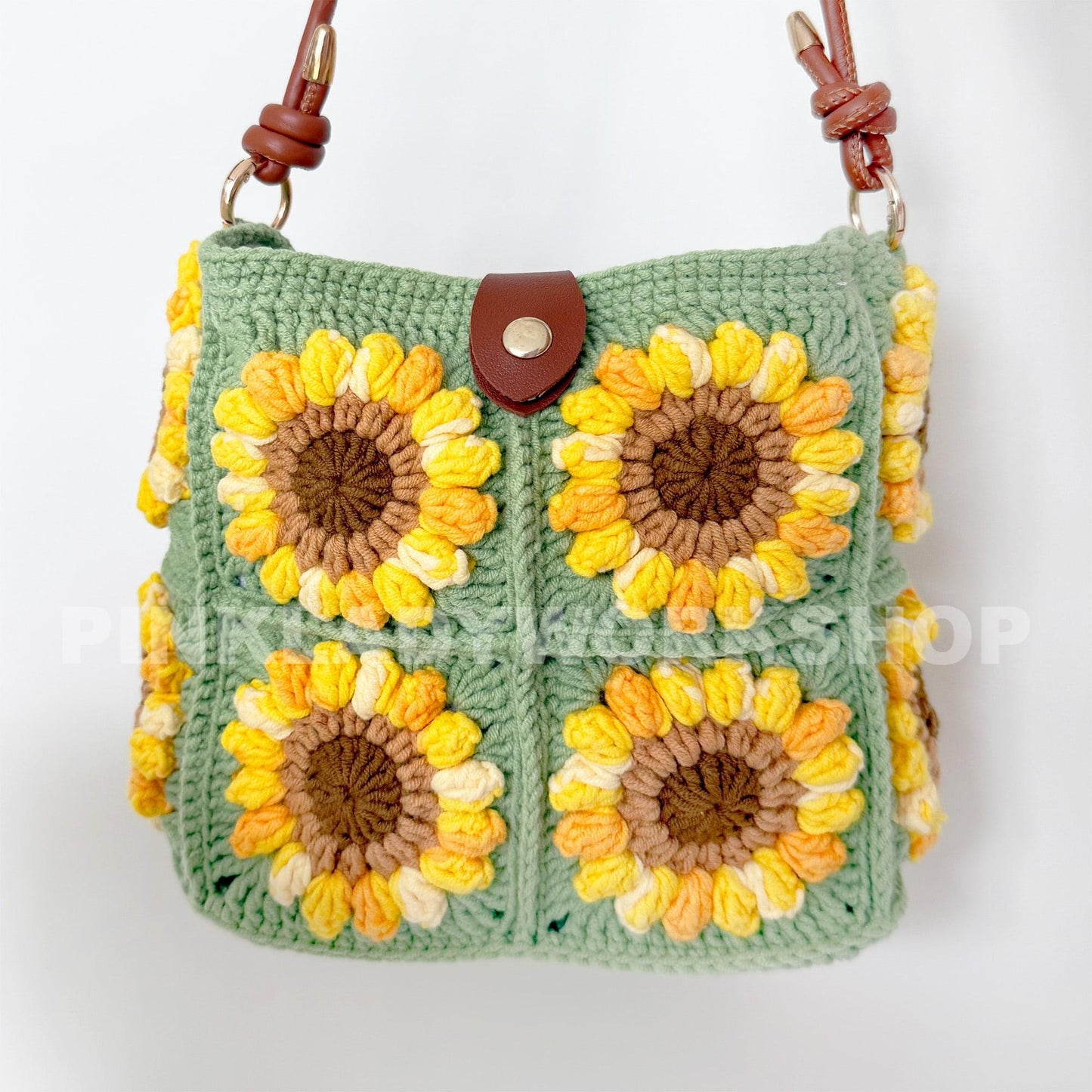 Handmade Crochet Sunflower Bag | Granny Square Crossbody Purse | Boho Shoulder Bag | Summer Festival Bag | Crochet Tote