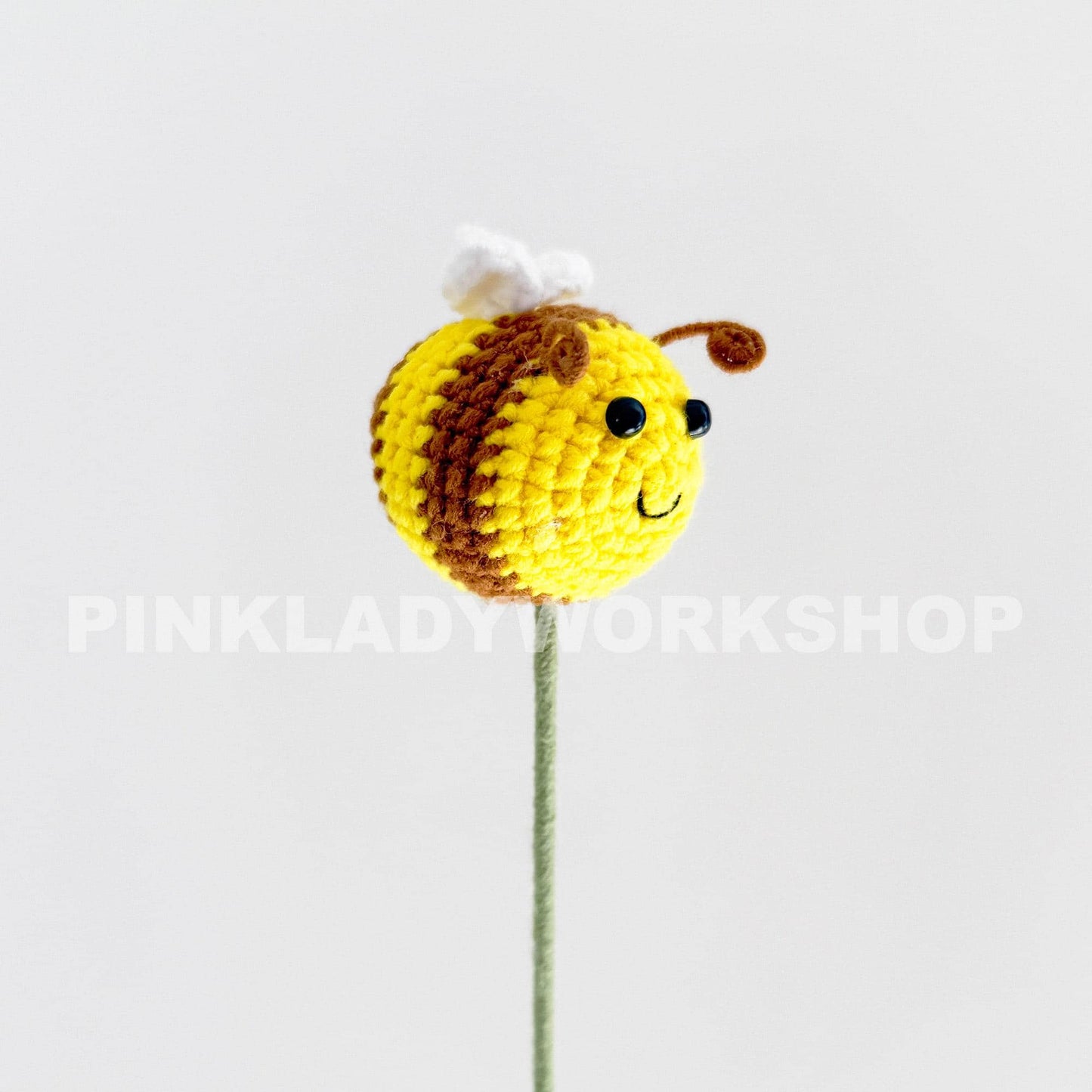 Crochet Bee on Stem: Handmade Yarn Insect Decor