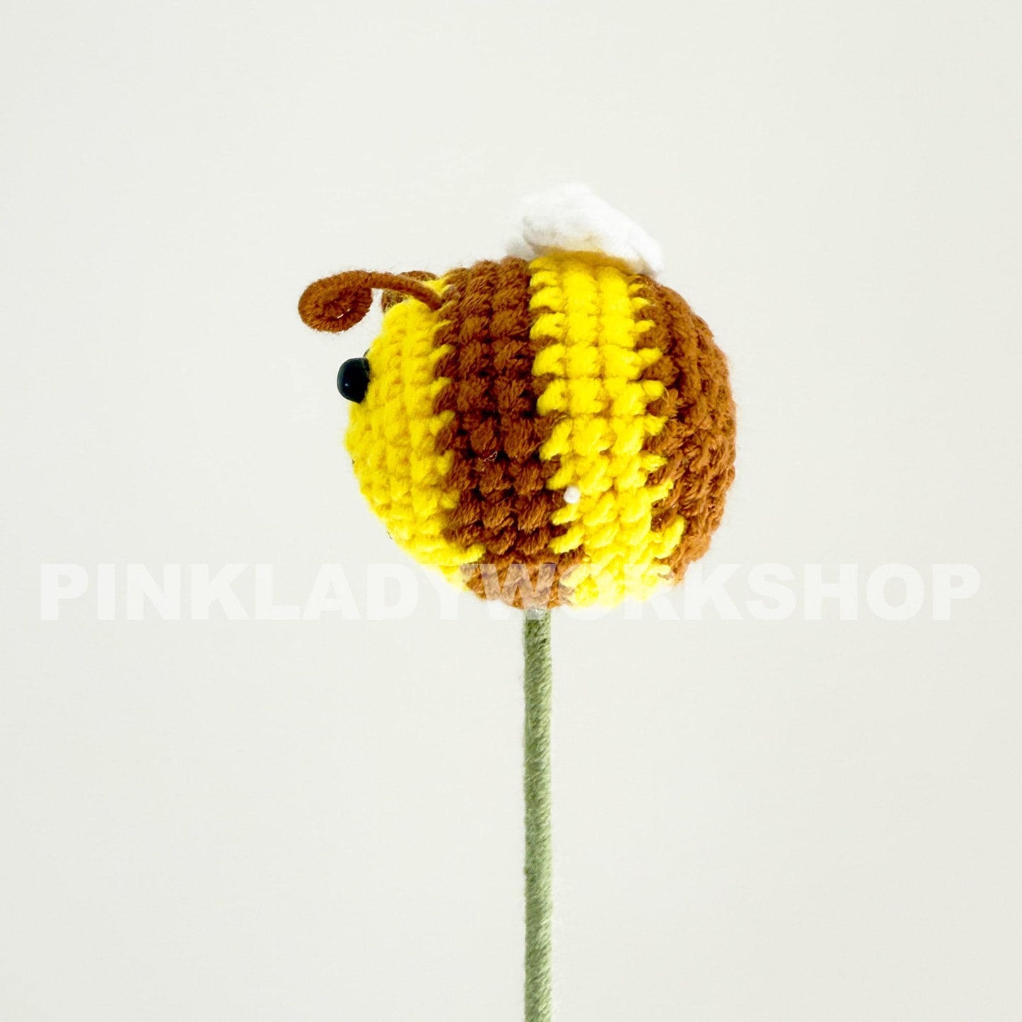 Crochet Bee on Stem: Handmade Yarn Insect Decor