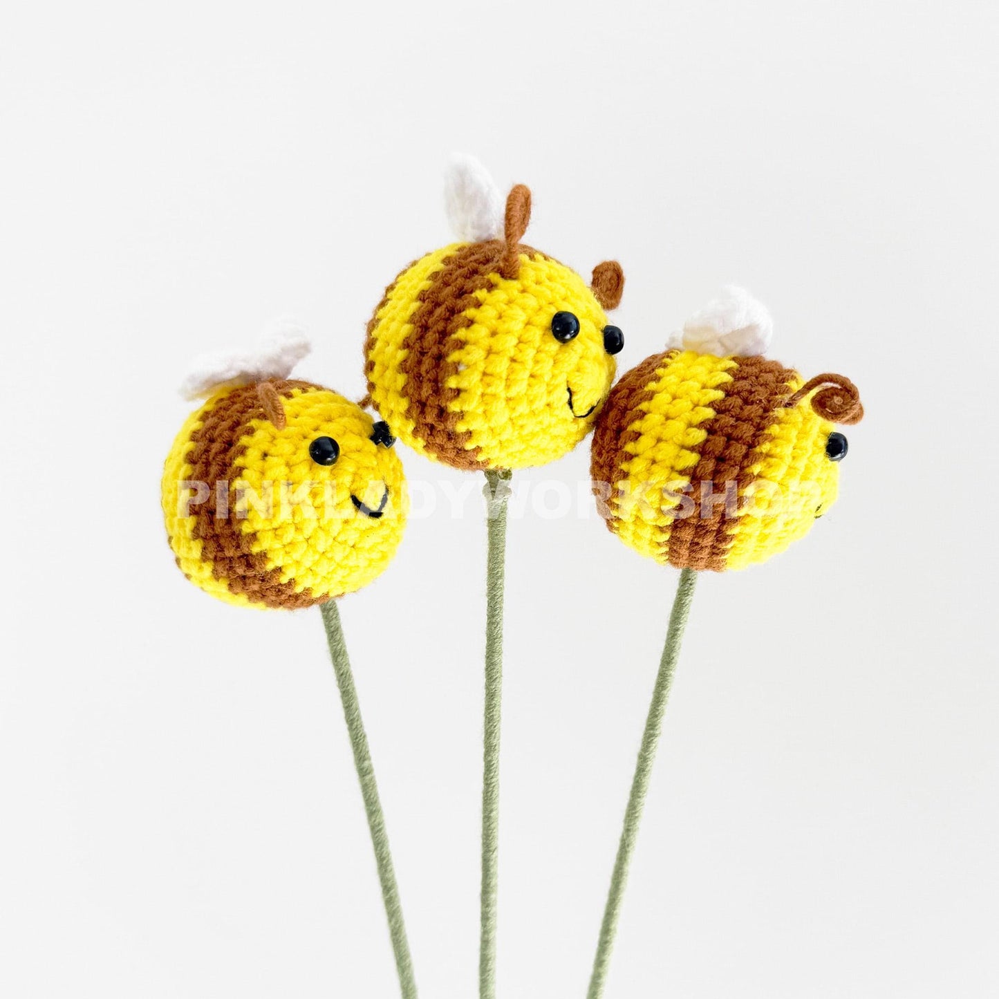 Crochet Bee on Stem: Handmade Yarn Insect Decor