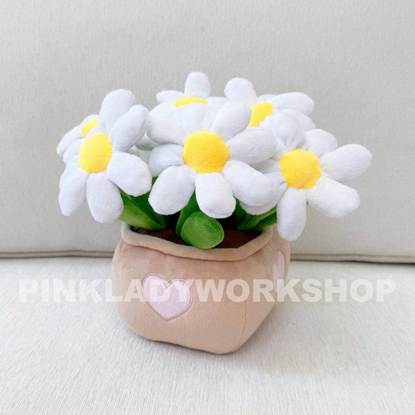 PinkLadyWorkshop Exclusive Pink Tulip | Daisy | Strawberry Pot Plush Toy: Stuffed Flower Bouquet