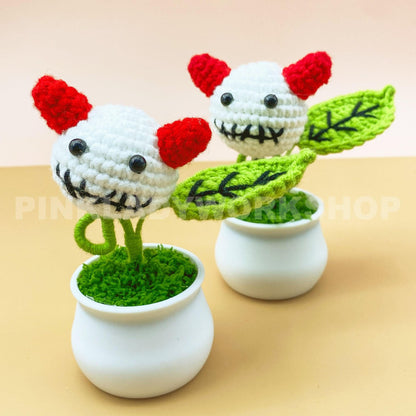 Halloween Crochet Monster Flower Pot | Spooky Amigurumi Plant Decor | Handmade Creepy Cute Gift | Halloween Desk Decoration