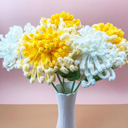 Crochet Chrysanthemum Bouquet(no vase) | Handmade Crochet Flower Arrangement | Long-Lasting Floral Decor & Unique Gift