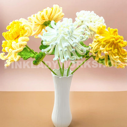 Crochet Chrysanthemum Bouquet(no vase) | Handmade Crochet Flower Arrangement | Long-Lasting Floral Decor & Unique Gift