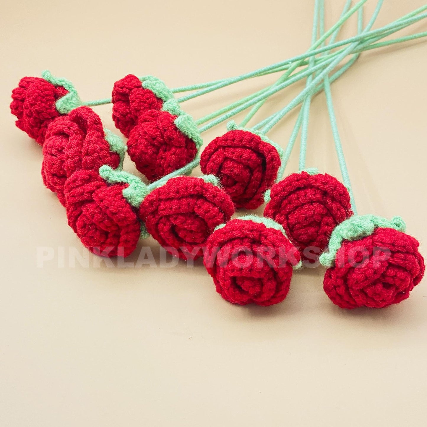 Crochet Red Rose Bouquet | Handmade Crochet Flower Arrangement | Long-Lasting Roses for Gifts, Weddings, and Home Decor