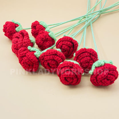 Crochet Red Rose Bouquet | Handmade Crochet Flower Arrangement | Long-Lasting Roses for Gifts, Weddings, and Home Decor