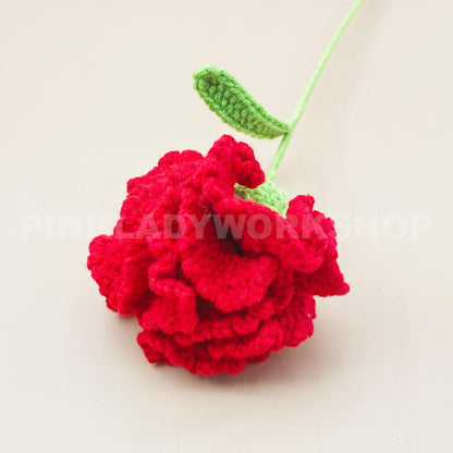Handmade Crochet Carnation Flower Stems | Red | White| Home Decor Bouquet | Gift for Mom Girlfriend | Artificial Plant | Flowers Arrangement
