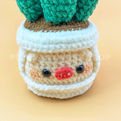 Crochet Plant Plushie with Face | Handmade Amigurumi Succulent & Tulip Pot | Cute Desk Decor, Gift, or Nursery Decoration