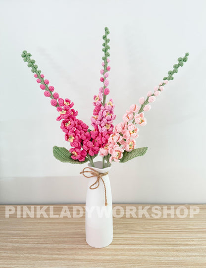 Handmade Crochet Delphinium Larkspur Flower Pot | Blue Floral Decor | Crochet Flowers | Cute Home Decor | Spring Gift | Desk Decoration