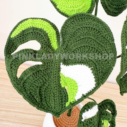 Crochet Monstera Plant | Handmade Crochet Leaves | Crochet Houseplant Decor | Monstera Leaf Pot | Crochet Indoor Plant Gift