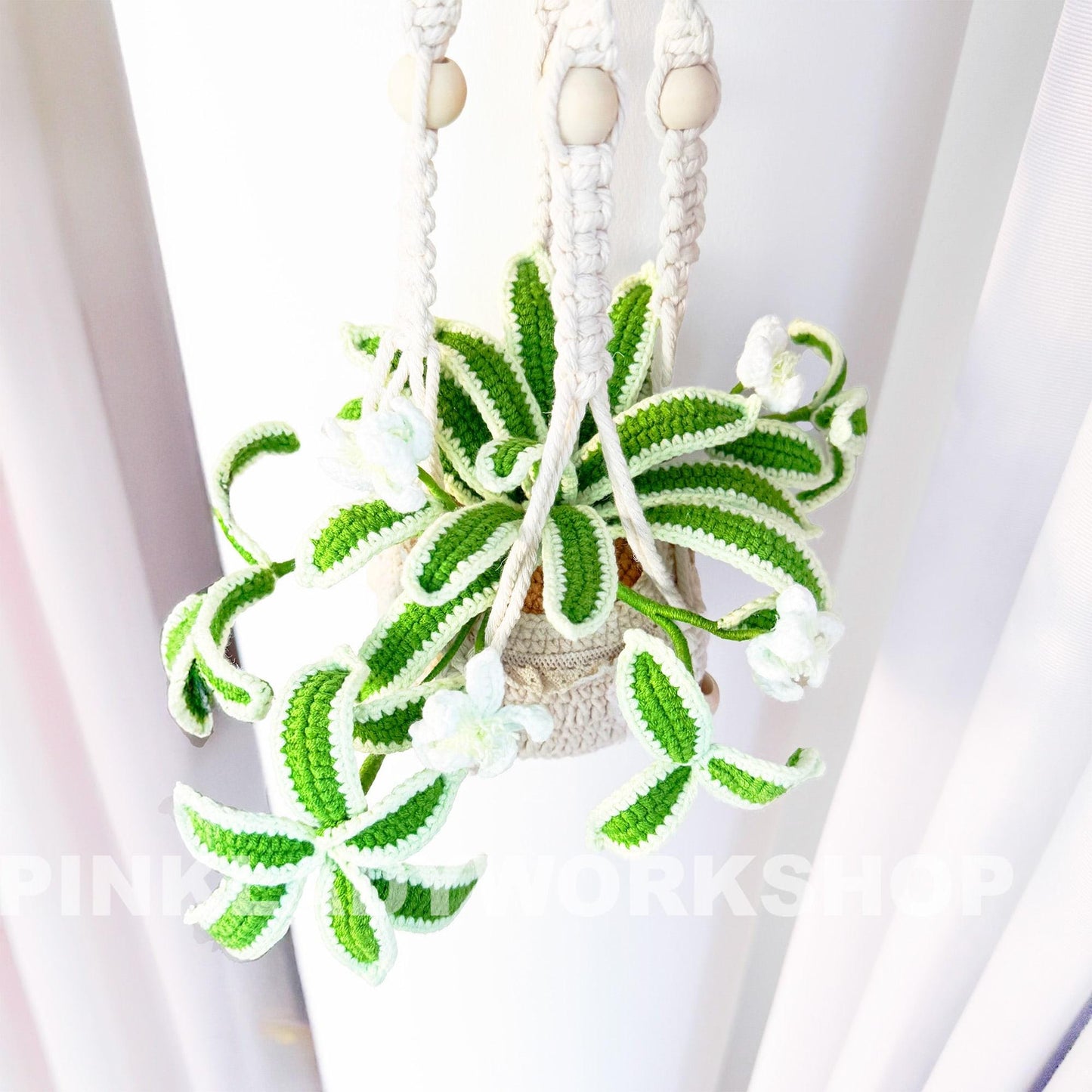 Handmade Crochet Spider Plant: Hanging Fiber Art Decor