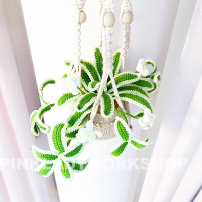 Handmade Crochet Spider Plant: Hanging Fiber Art Decor