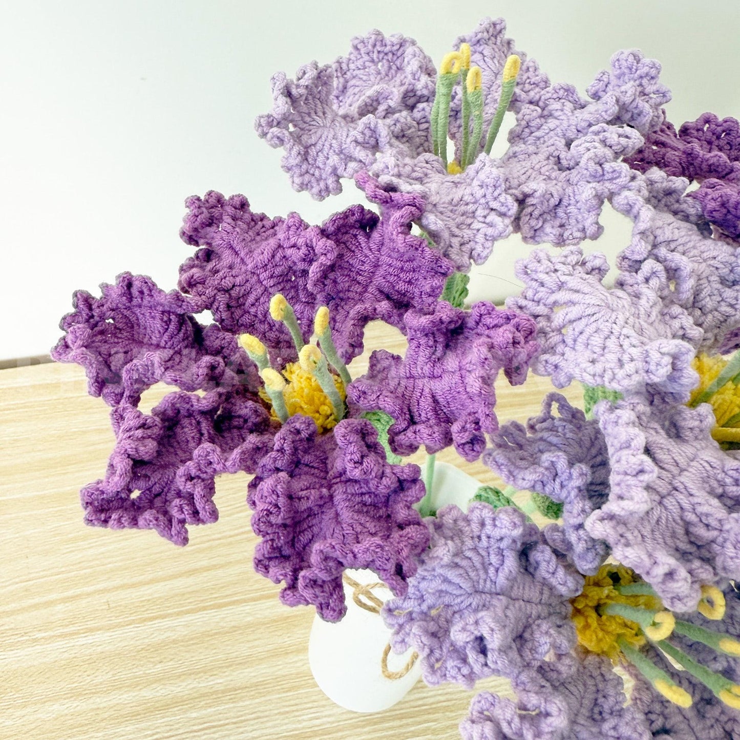 Crochet Crepe Myrtle Flower Bouquet (no vase) | Handmade Purple Crochet Flowers | Realistic Floral Decor | Crochet Gift for Home or Wedding