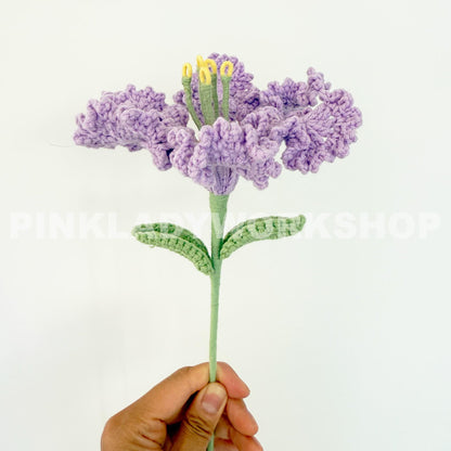 Crochet Crepe Myrtle Flower Bouquet (no vase) | Handmade Purple Crochet Flowers | Realistic Floral Decor | Crochet Gift for Home or Wedding