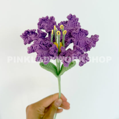 Crochet Crepe Myrtle Flower Bouquet (no vase) | Handmade Purple Crochet Flowers | Realistic Floral Decor | Crochet Gift for Home or Wedding