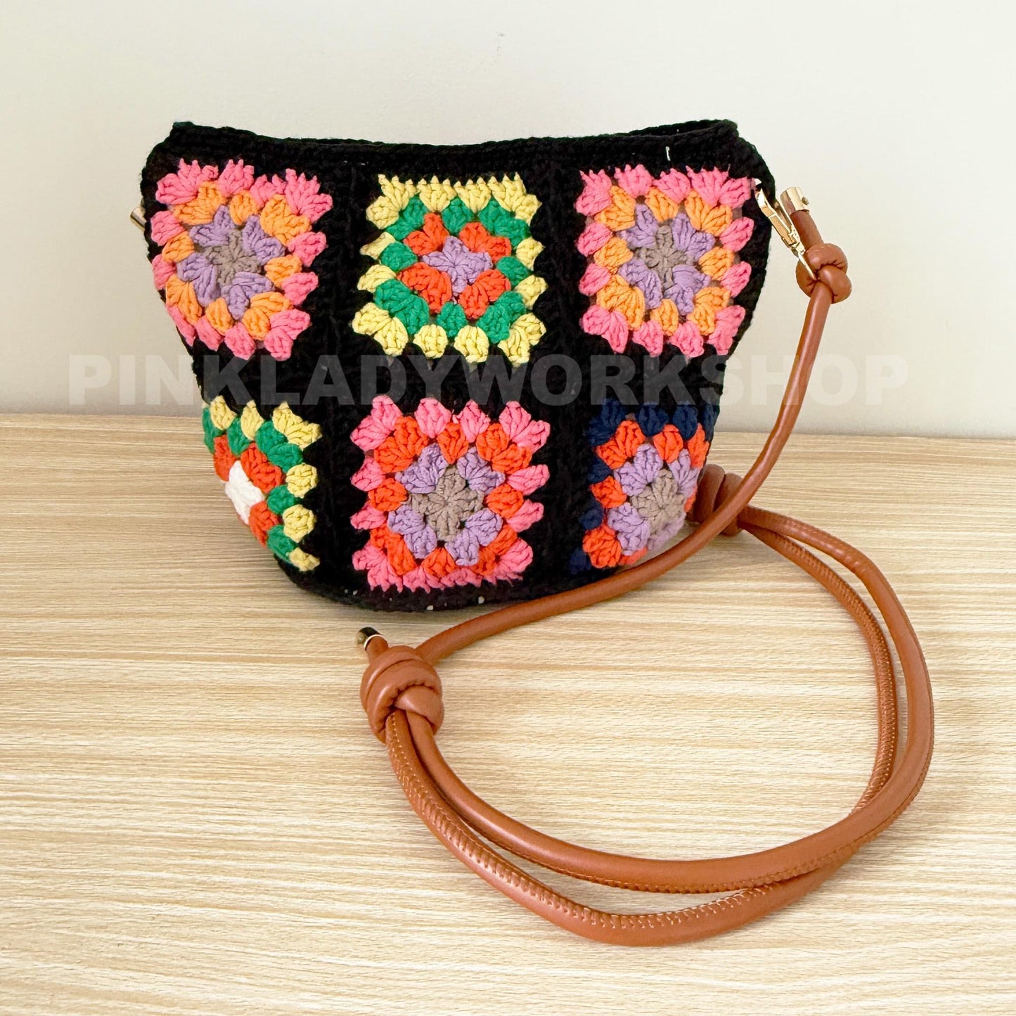 Handmade Crochet Granny Square Bag: Colorful Boho Crossbody Purse