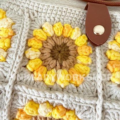 Handmade Crochet Sunflower Bag | Granny Square Crossbody Purse | Boho Shoulder Bag | Summer Festival Bag | Crochet Tote
