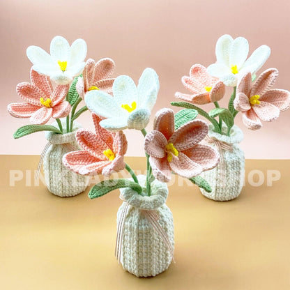 Crochet Tulip Bouquet in Vase | Handmade Crochet Flower Arrangement | Long-Lasting Floral Decor & Unique Gift