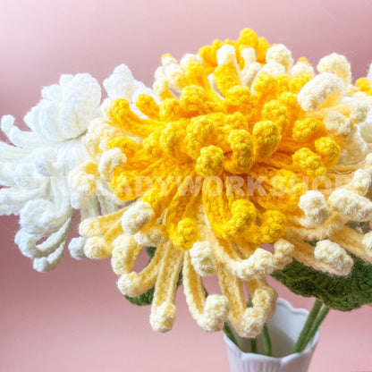 Crochet Chrysanthemum Bouquet(no vase) | Handmade Crochet Flower Arrangement | Long-Lasting Floral Decor & Unique Gift