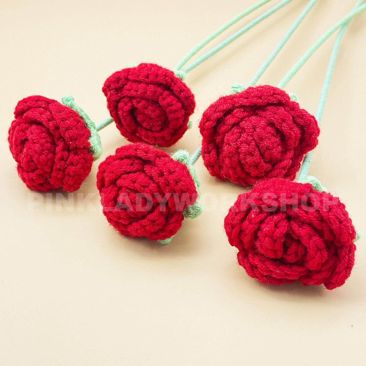 Crochet Red Rose Bouquet | Handmade Crochet Flower Arrangement | Long-Lasting Roses for Gifts, Weddings, and Home Decor