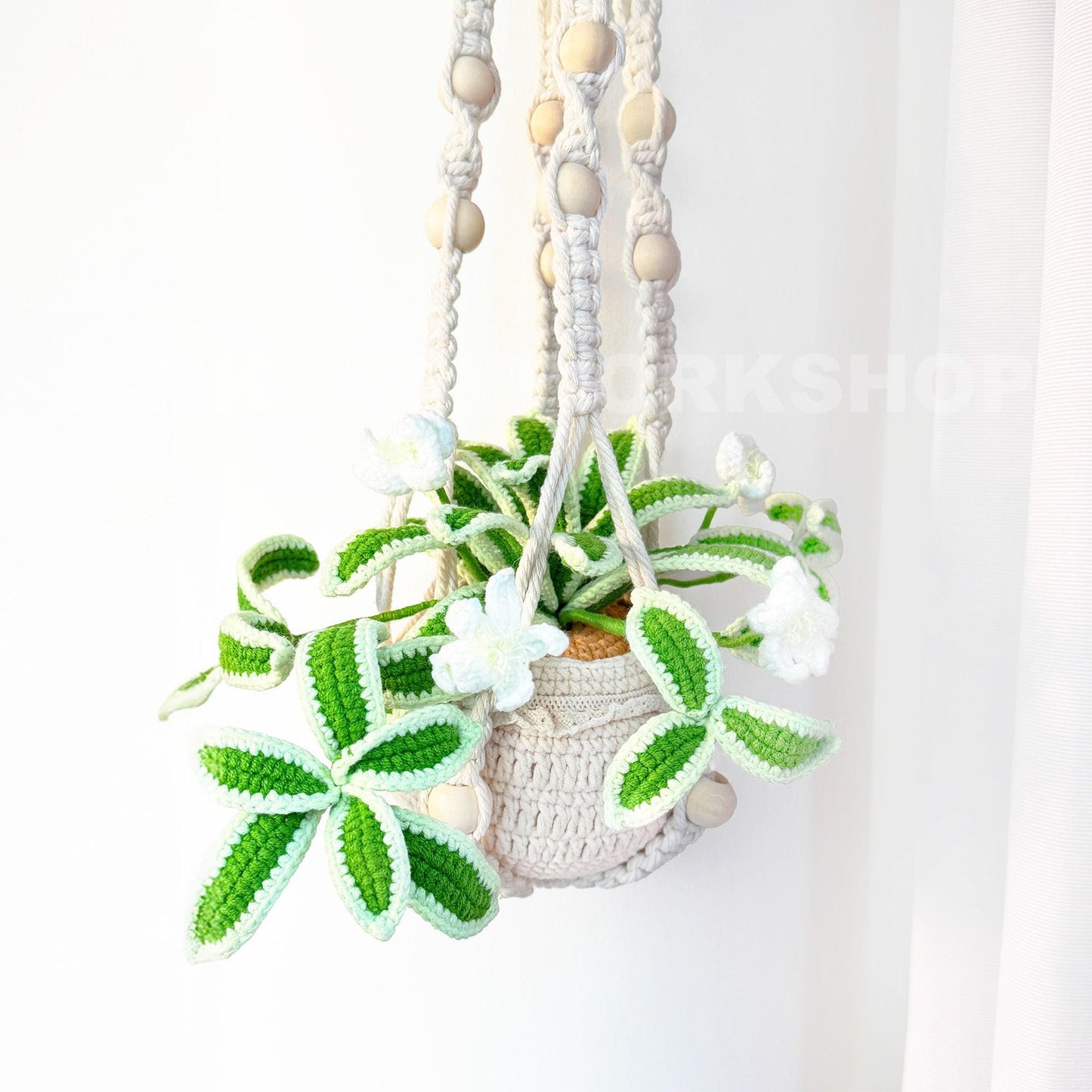 Handmade Crochet Spider Plant: Hanging Fiber Art Decor